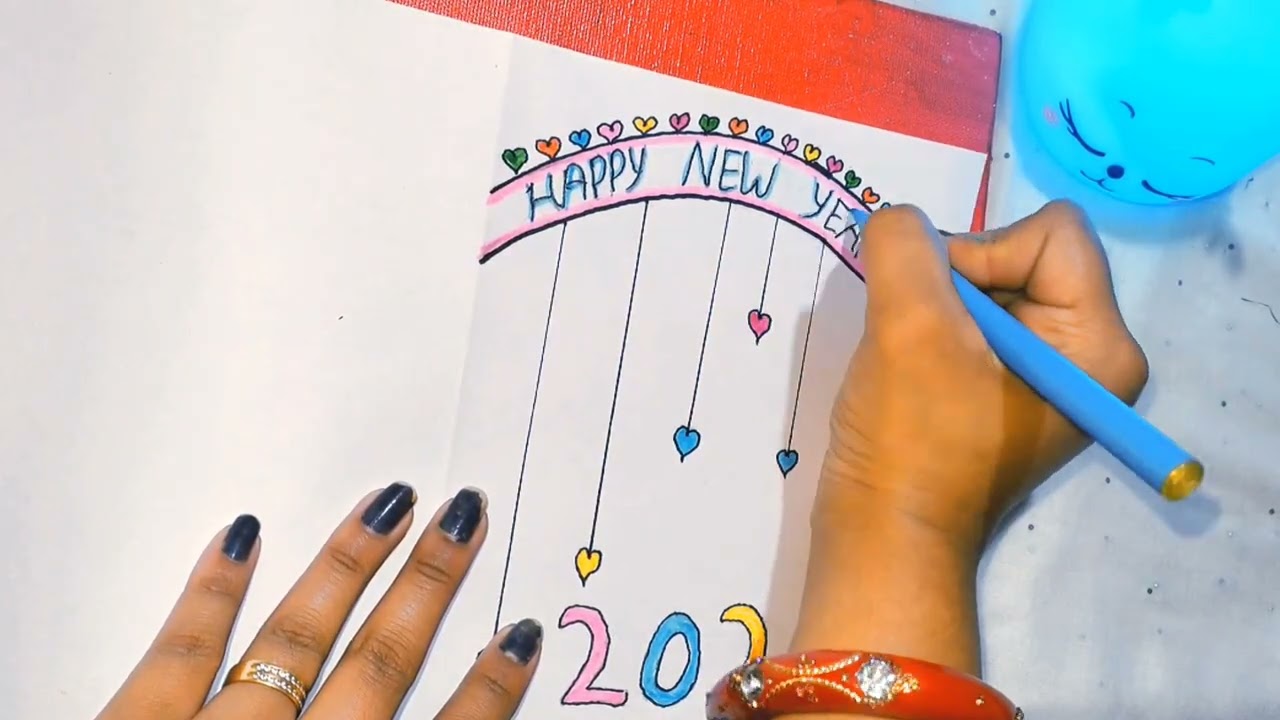 DIY easy handmade Happ New year greeting cards making ideas and wishes 💐