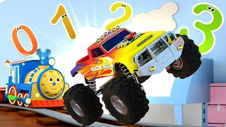 Dessin animé pour les petits. Bill Le Monster Truck sauve les chiffres. Apprendre à compter