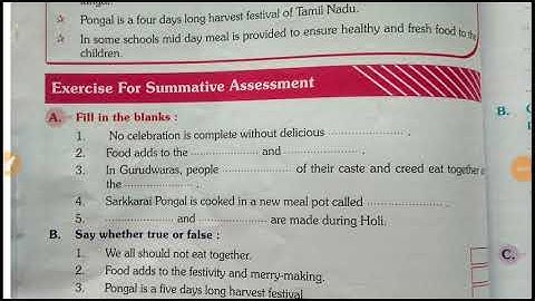 Class-4,EVS, lesson -12 Eating together, Exercise
