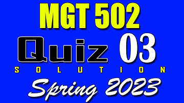 MGT502 Quiz 3 Solution 2023 | MGT502 Quiz 3 Solved Spring 2023