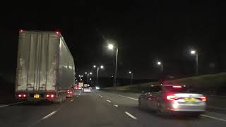 Night Drive On The M5, M6 &amp; M62 Motorways From Worcester To Liverpool England 2nd February 2024