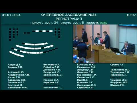 Заседание Законодательного Собрания Приморского края №34 31.01.2024