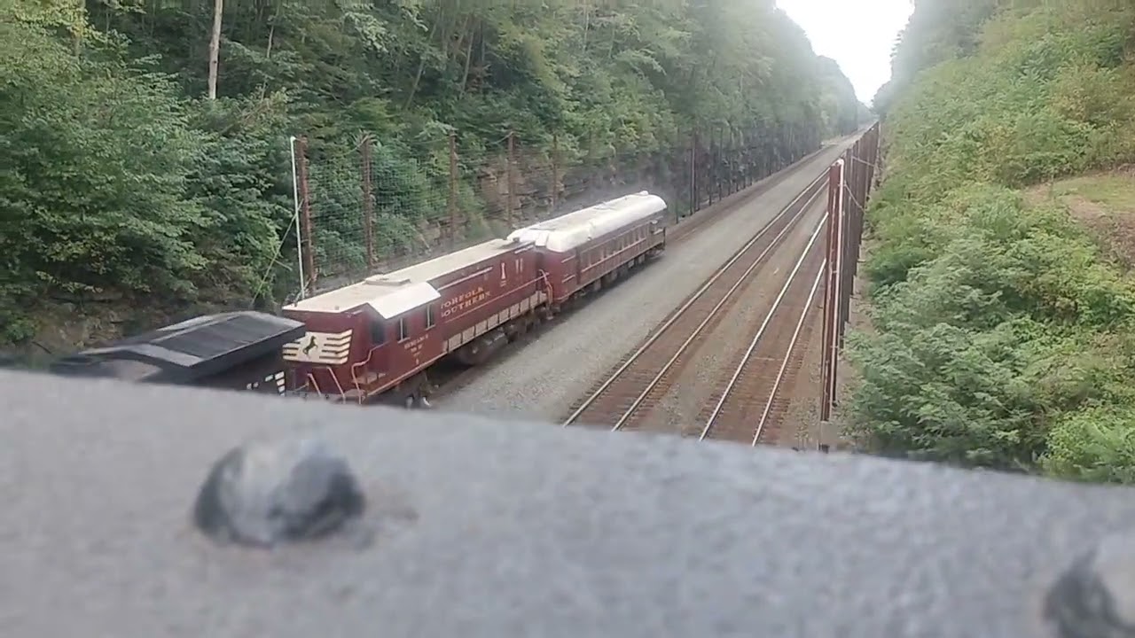 Norfolk Southern geometry train at Cassandra Railfan outlook