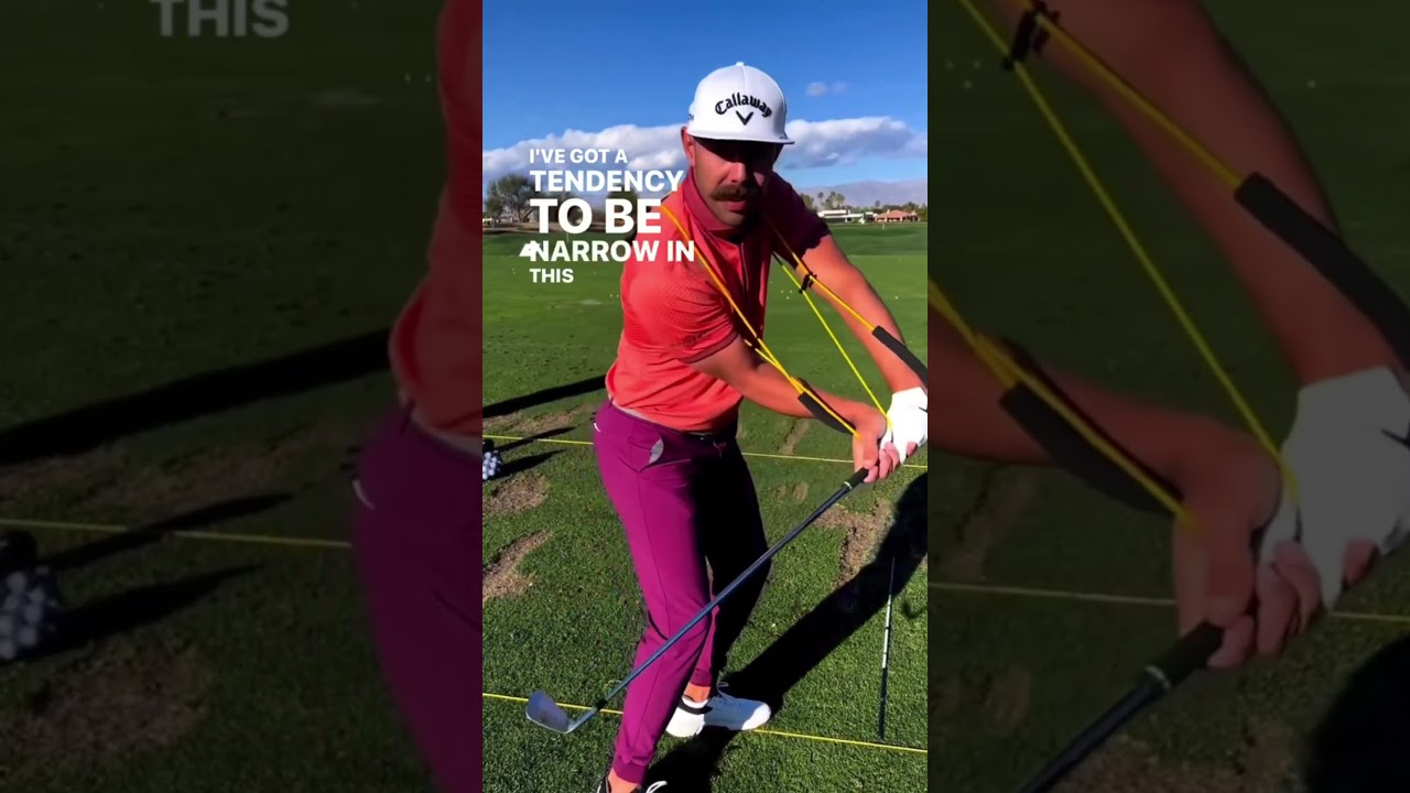 Erik van Rooyen dialing in his swing on the range with the help of the GravityFit TPro.