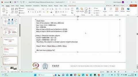 Design of RC WEEK 9: Design of Slender RC Column and Design of RC footings as per IS 456