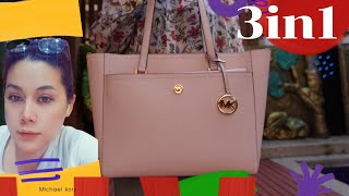 Michael Kors Maisie Medium Pebbled Leather 3-in-1 Crossbody Bag in Buff  Multi unboxing 