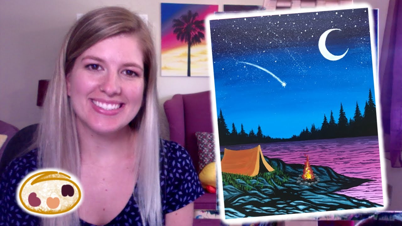 Learn to Paint 'Night at the Lake'! Step by Step Acrylic Painting