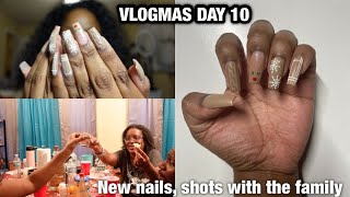 VLOGAMAS DAY 10 | New Nails | Shots w/fam | LQLove