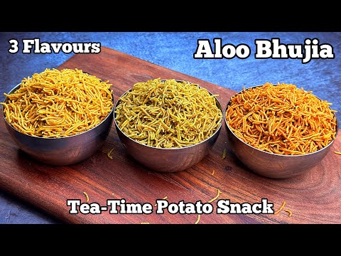 Crispy Aloo Bhujia Sev Recipe-3 Irresistible Flavors Perfect Tea Time Potato SnackFestival Special