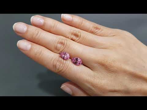 Pair of pink spinels 4.44 carats in pear cut from Tajikistan Video  № 3