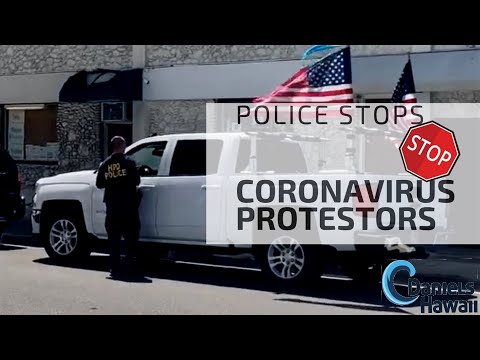 Hawaii lockdown protests - Police stops Coronavirus protestors & Trump supporters unite