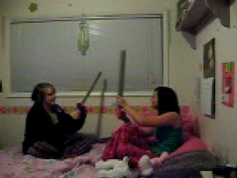 Reymie and Stacey's sword fight.