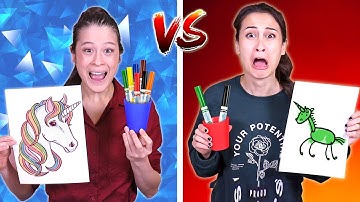 GOEDE STIFTEN VS STOMME STIFTEN TEKENEN CHALLENGE met MIJN ZUSJE! || Fan Friday
