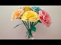 折り紙(切り紙) コピー用紙 バラの花のガク、葉、茎 簡単な作り方