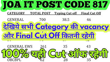 JOA IT POST CODE 817 FINAL CUT OFF TYPING TEST RESULT FULL Information IN THIS VIDEO MUST WATCH