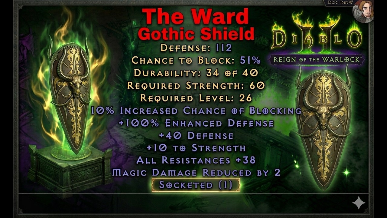 D2R RotW Updated Uniques - The Ward (Gothic Shield)