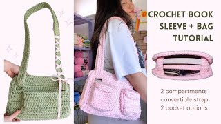 Crochet Book Sleeve Bag Tutorial Pocket Options Convertible Straps Cozy Crochet Series Ep 5