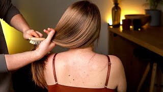 ASMR Real Person Hair Play, Brushing | Nape & Back Massage (No Talking)