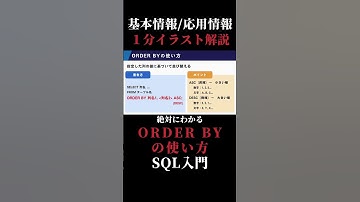 【本編はこちら】【SQL】ORDER BY の使い方｜1分イラスト解説【基本情報/応用情報技術者試験】 #shorts #応用情報技術者試験 #基本情報技術者試験 #データベース #SQL