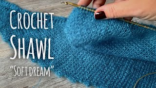 Вязание КРЮЧКОМ: шаль/бактус "Soft Dream" / Тунисское вязание / CROCHET SHAWL pattern Вязание КРЮЧКОМ: шаль/бактус "Soft Dream" / Тунисское вязание / CROCHET SHAWL pattern