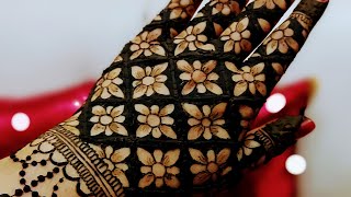 Bridal mehendi design||bold grid design tutorial ||back hand henna design