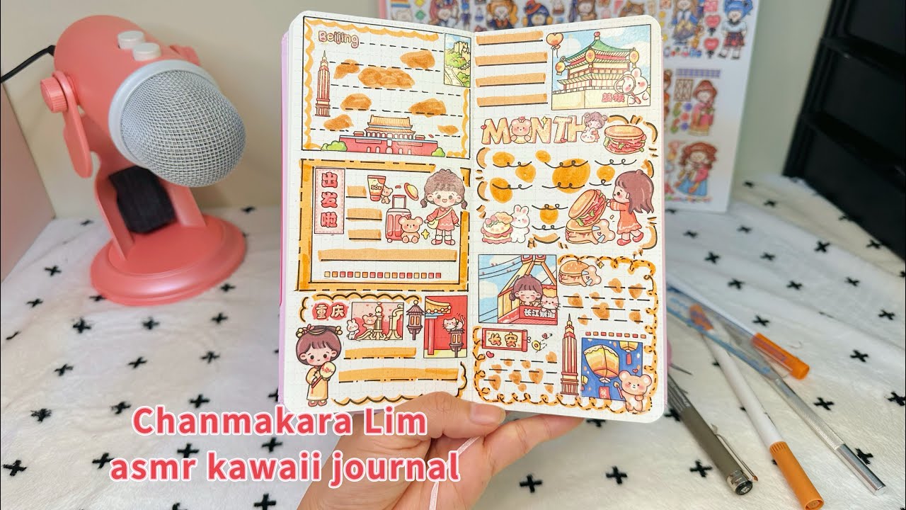 Journal with me, kawaii journal, asmr relaxing, small bubu kawaii  sticker