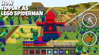 HOW TO PLAY AS LEGO SPIDERMAN AND SAVED THIS VILLAGE IN MINECRAFT!