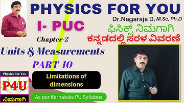 Dimensional Analysis | Units and Measurements Part 10 | 1st PUC in Kannada