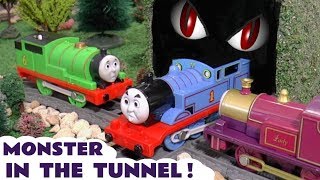 Monster In The Tunnel Toy Trains Story with Dinosaurs