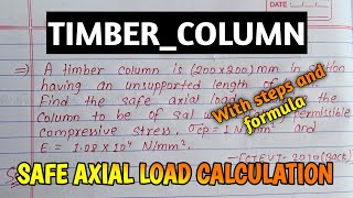 TIMBER-COLUMN | SAFE AXIAL LOAD CALCULATION | @Er.dipesh186 #timber #5th_semester