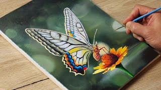 Butterfly on a flower / Acrylic Painting / Vadym art