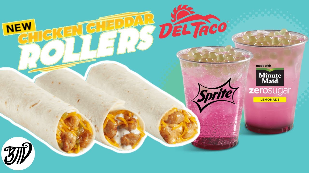 New Chicken Cheddar Rollers & Purple Pear Poppers Del Taco Drive
