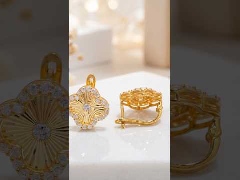 Floral Cubic Zirconia Earrings in 24K Gold-Plated Sterling Silver | Eudora Jewelry