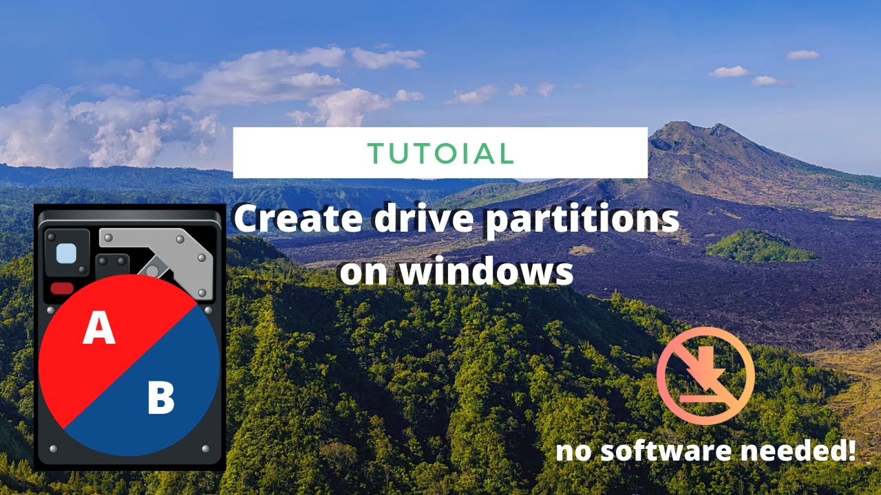 Create a drive partition windows 7, 8 and 10 without any software - YouTube