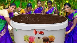 BIG CHOCOLATE ICE CREAM RECIPE | Homemade ice cream making | Village Style