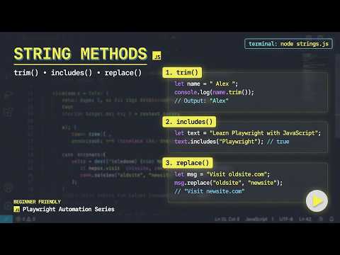 Day 2 – Video 13: JavaScript Introduction to Strings 🚀 | trim(), replace(), includes()