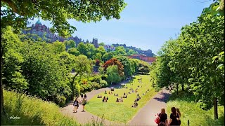 Downtown City Park Garden Princes Street Gardens Edinburgh Scotland | Relaxing 4K