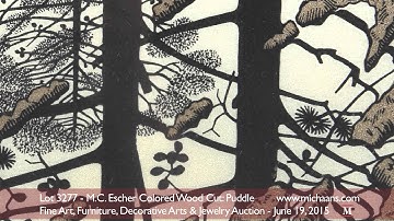 M.C. Escher Colored Wood Cut: Puddle