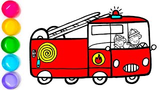 Peppa Pig and George Firefighters - Drawing and Coloring for Kids