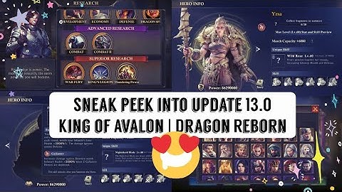 Sneak peek into update 13.0| New heroes are here| Time to retire Kiara and lot ? | King of Avalon
