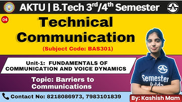 Technical Communication | Unit-1 | L-03 | Barriers to communications | B.Tech 2nd Year