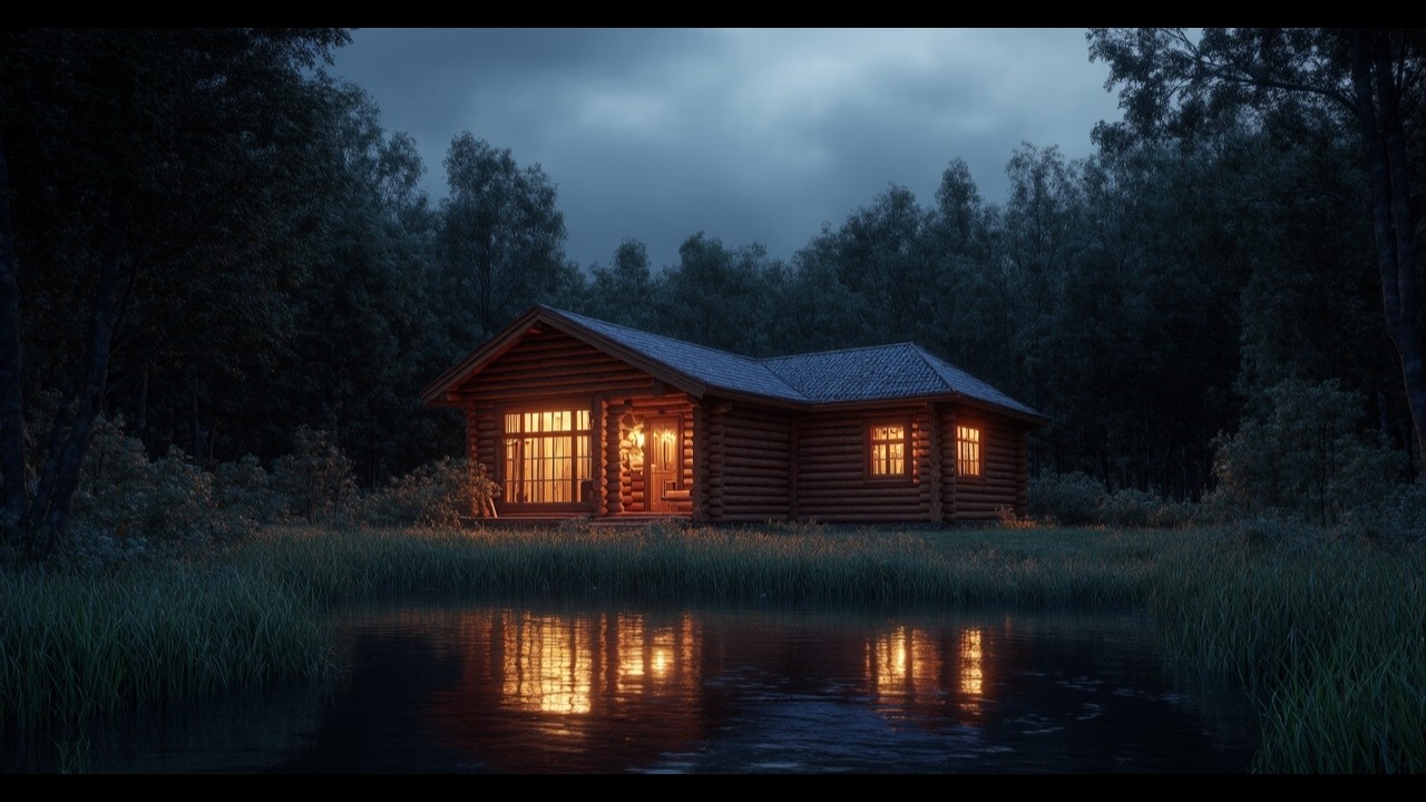 Cozy Cabin in a Thunderstorm 🌧️ | Relaxing Rain & Waterfall Sounds for ...
