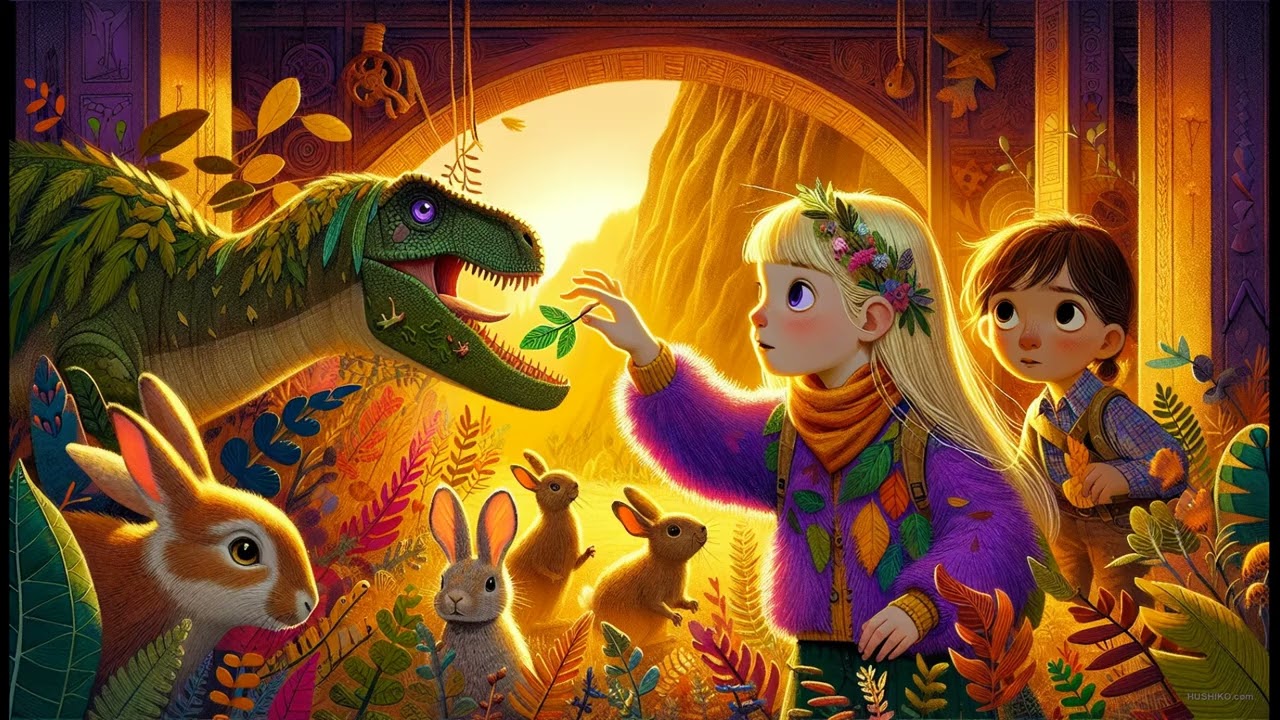 Zoe and Aurora Meet Dinos 🦕 Personalized Bedtime Story for Kids | HUSHIKO AI