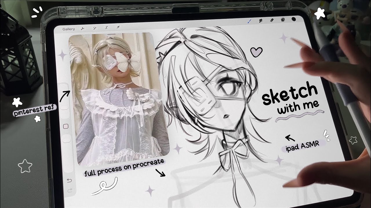 chill sketching asmr ☁️ draw with me .ᐟ ˚ ˖ [ cute music, ipad ...