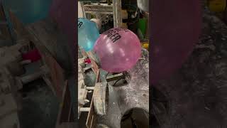 Balloon printing balloons for Looner content on 14” crystal balloons. Caption is “make me bigger”