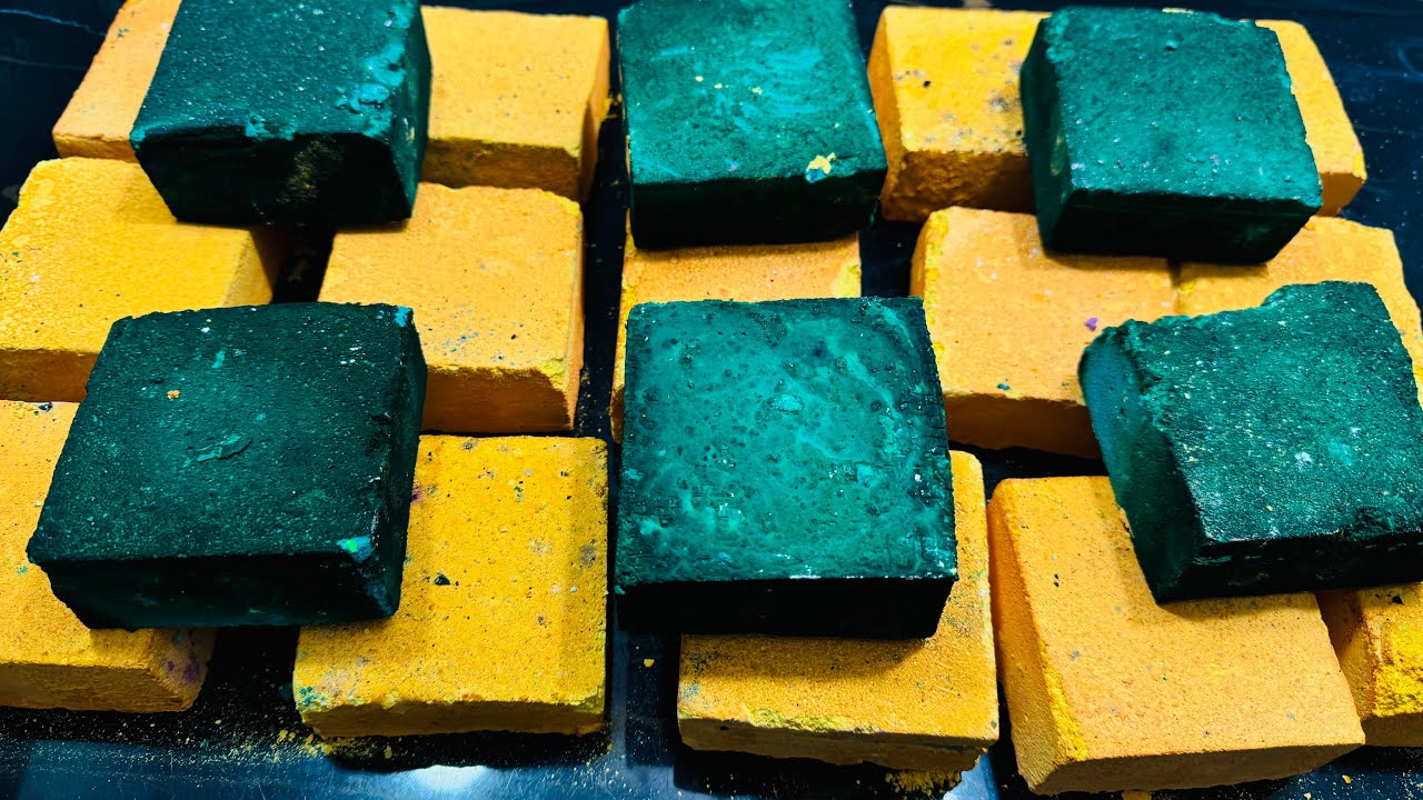 Yellow and Green Dyed Gym Chalk Crush ASMR | Soft Crispy Dyed ASMR ...