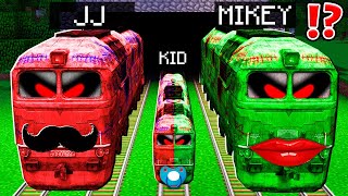 How JJ and MIKEY BECAME Zombie Train Family ? - Minecraft Maizen