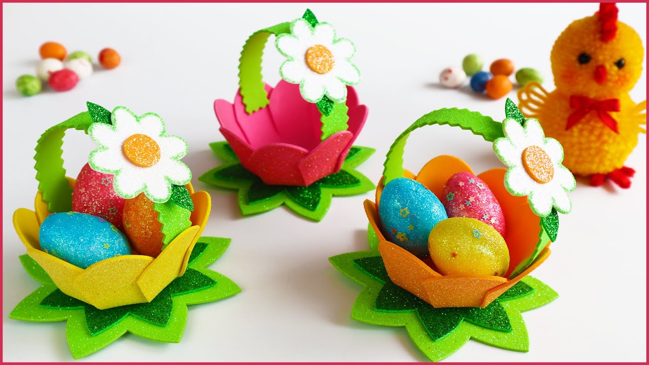 🌿Пасхальная МИНИ КОРЗИНКА из фоамирана🌿 Поделки к Пасхе/Easter mini basket DIY
