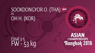 BRONZE FW - 53 kg: H. OH (KOR) df. O. SOOKDONGYOR (THA) by FALL, 6-0