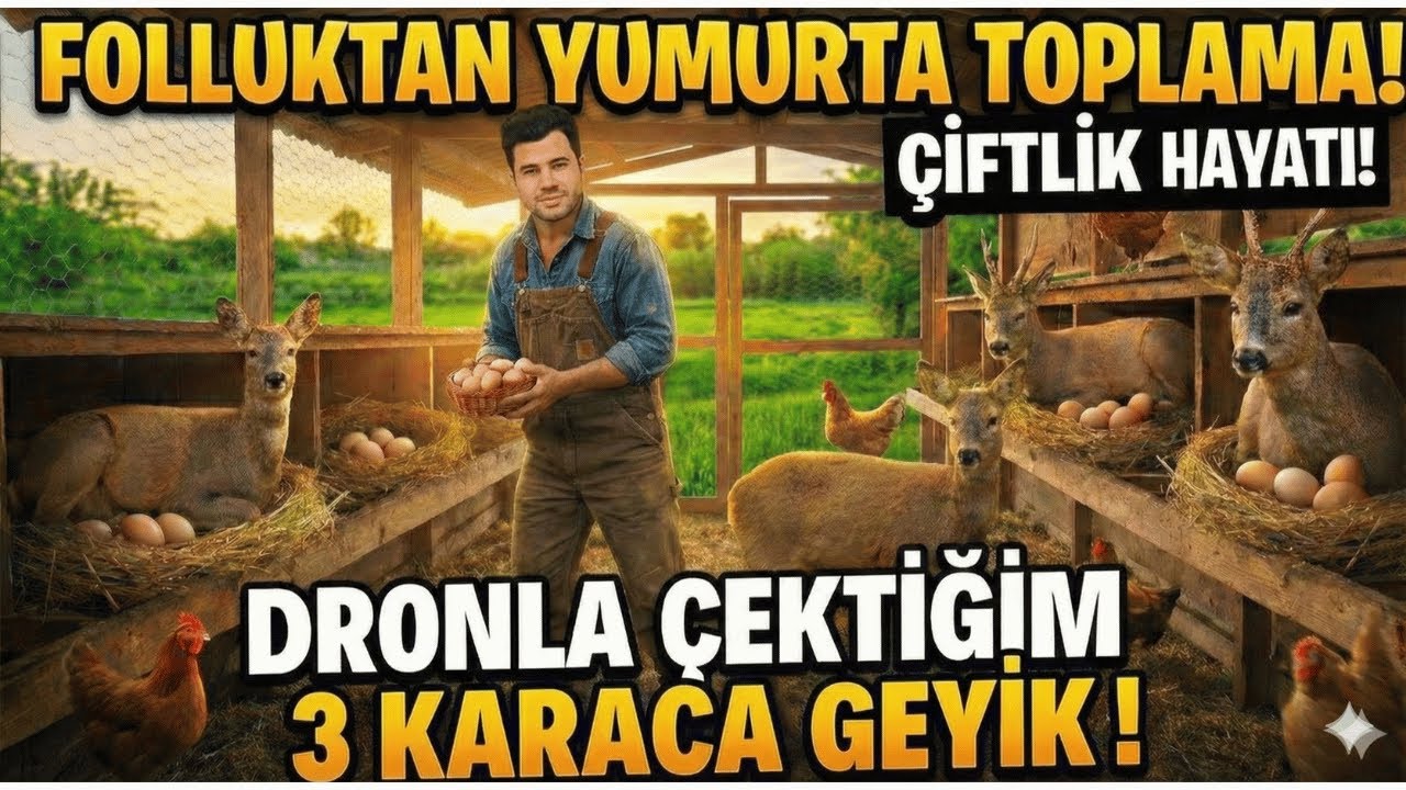 Çiftlikte Dronla Geyikleri Çektim! Folluklardan Yumurta Topladık! Tavuklar Yemlendi | Çiftlik Yaşamı